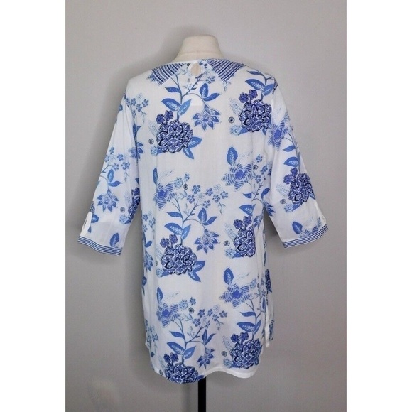 Anthropologie MERMAID Floral Sea Holly Tunic Top Stripes Beach Summer Large - Picture 10 of 15